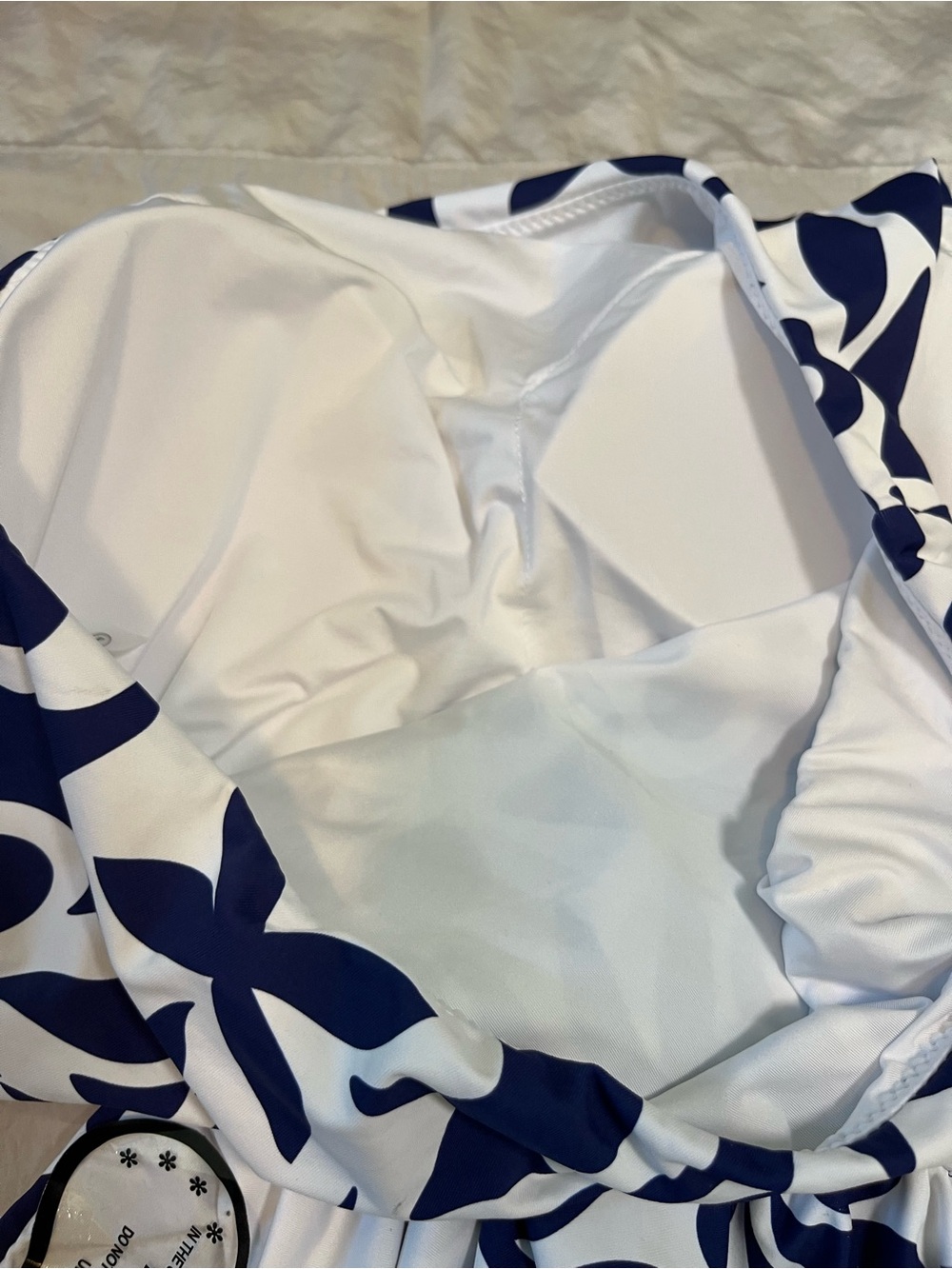Baltic born Bali bikini set white navy high rise one shoulder NWT SZ L - Picture 7 of 7